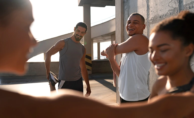 group of people warming up for the exercise